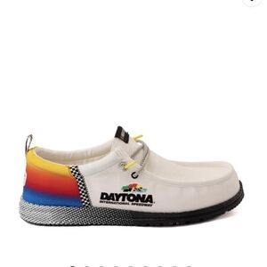 Mens HEYDUDE x Nascar® Wally Daytona® Slip-On Casual Shoe - White / Multicolor